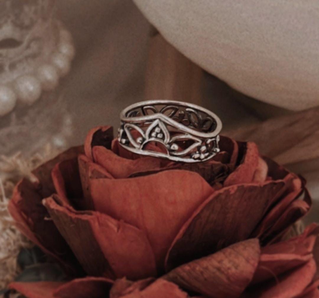 Floral Garden Band Silver Ring