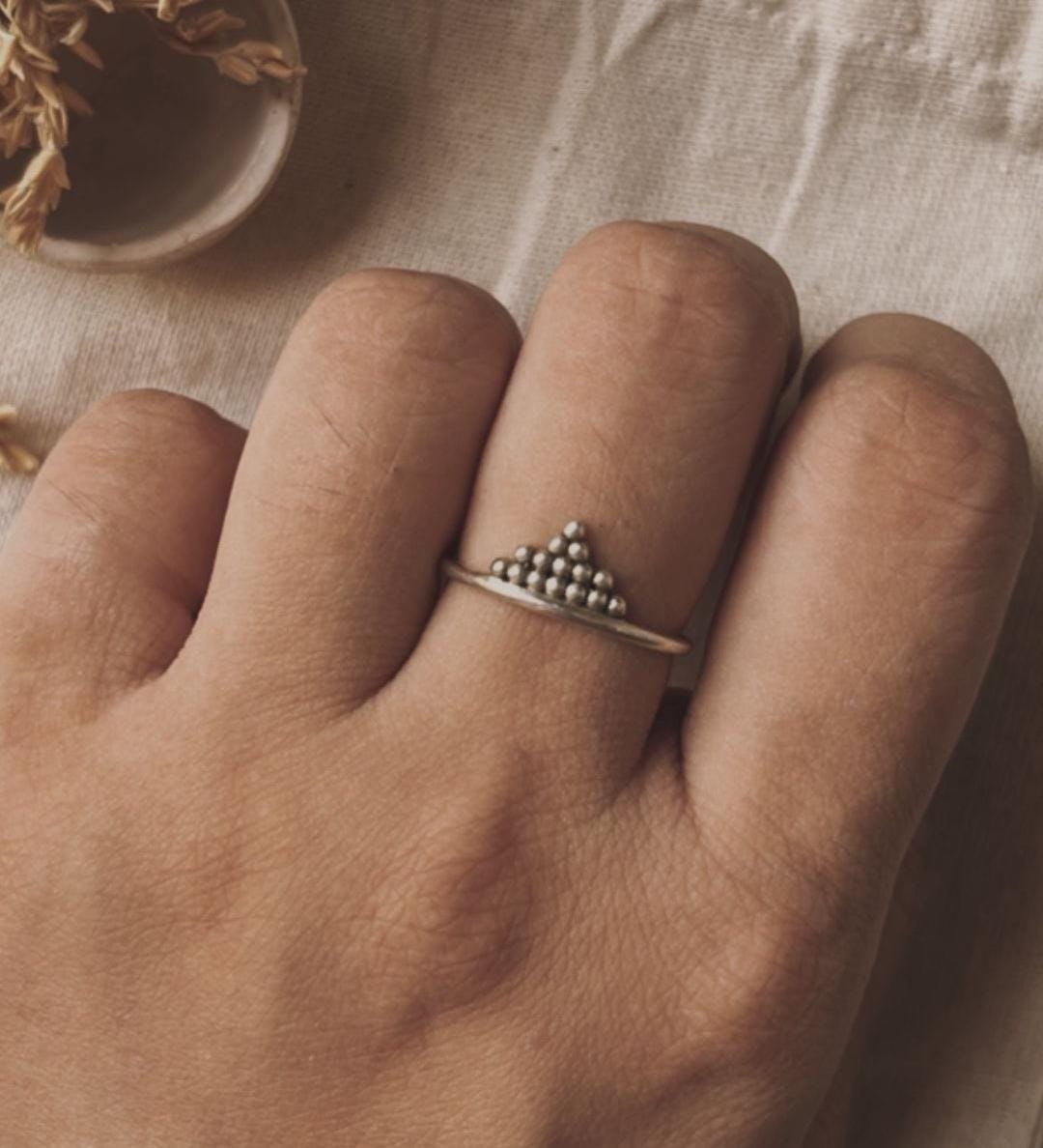 Handcrafted Teekona ring in sterling silver
