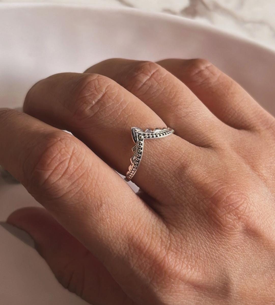 Stylish Boho V stack ring in sterling silver
