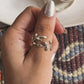 Willow leafy silver ring with adjustable band