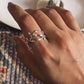 Delicate willow leaf design on adjustable silver ring