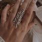 Boho-inspired Bali leaf silver ring with natural charm.