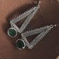 Unique green onyx triangle tribal earrings for a boho look