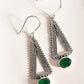 Stylish tribal earrings with green onyx triangle gemstones