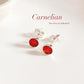 Carnelian 4mm tiny stud earrings in sterling silver