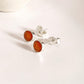 Simple 4mm carnelian round stud earrings in polished silver