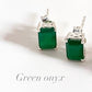Green onyx octagon cut stud earrings in sterling silver