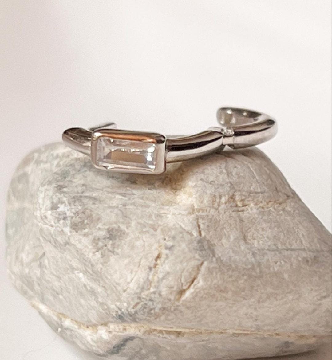 Chic CZ tiny silver huggie earrings with subtle elegance