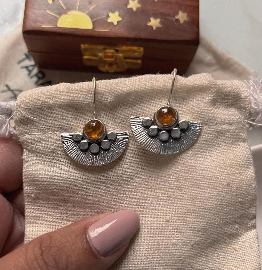 Sterling Silver Multi Tourmaline Fan Earrings