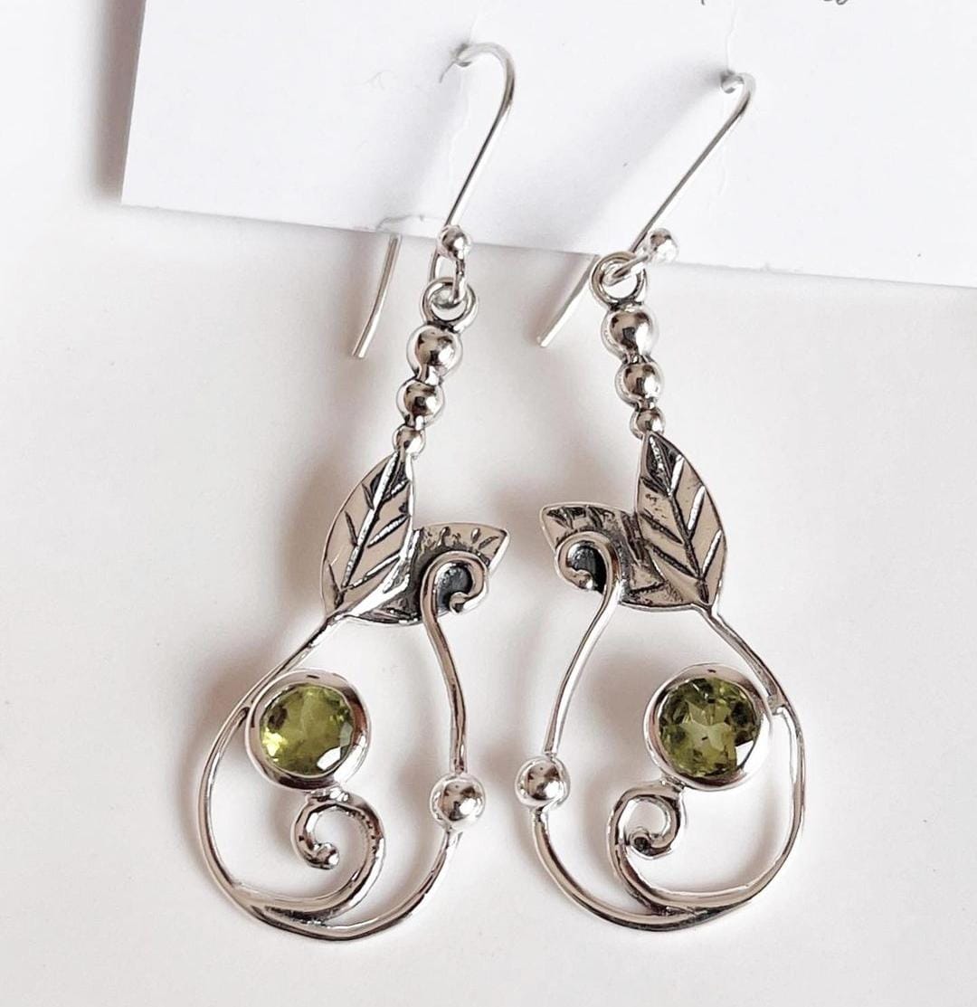 Peridot Forest Enchantment Silver Earring