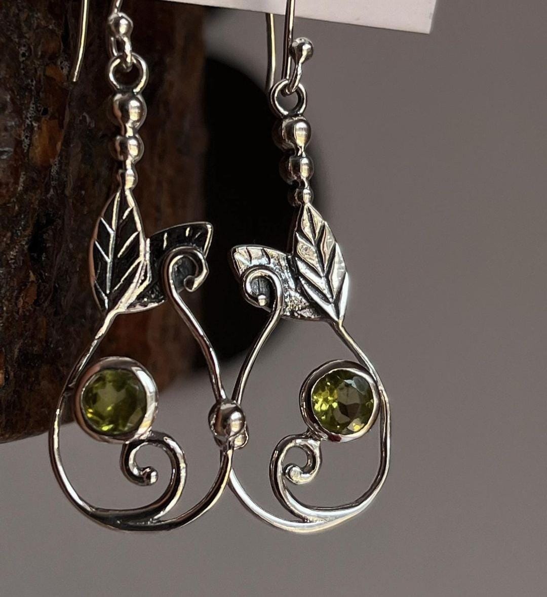 Sterling Silver Peridot Forest Enchantment Earrings