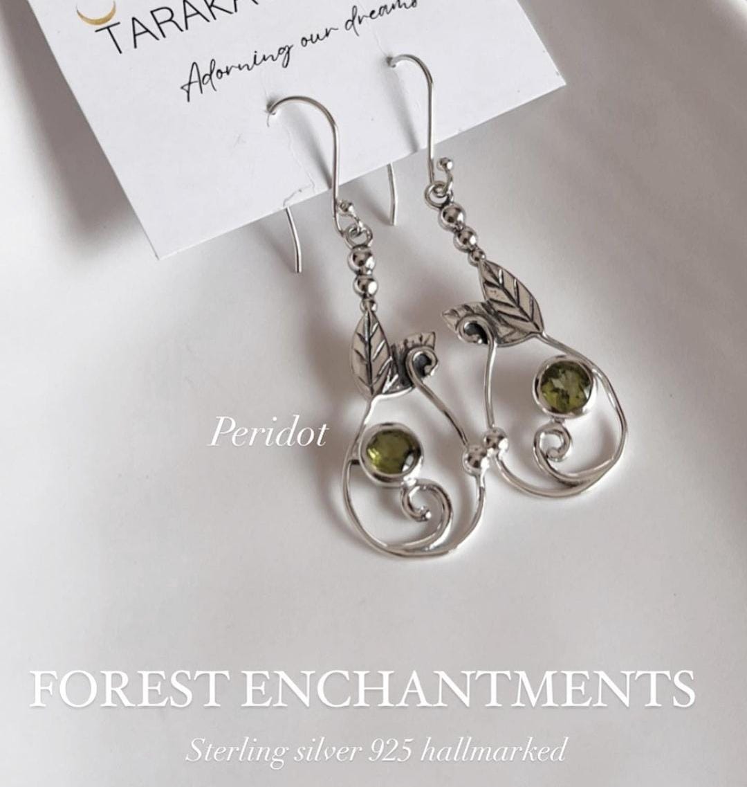 Elegant Peridot Forest Enchantment Earrings in Silver