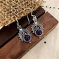 Boho Style Amethyst Rawa Hook Earrings in Silver 