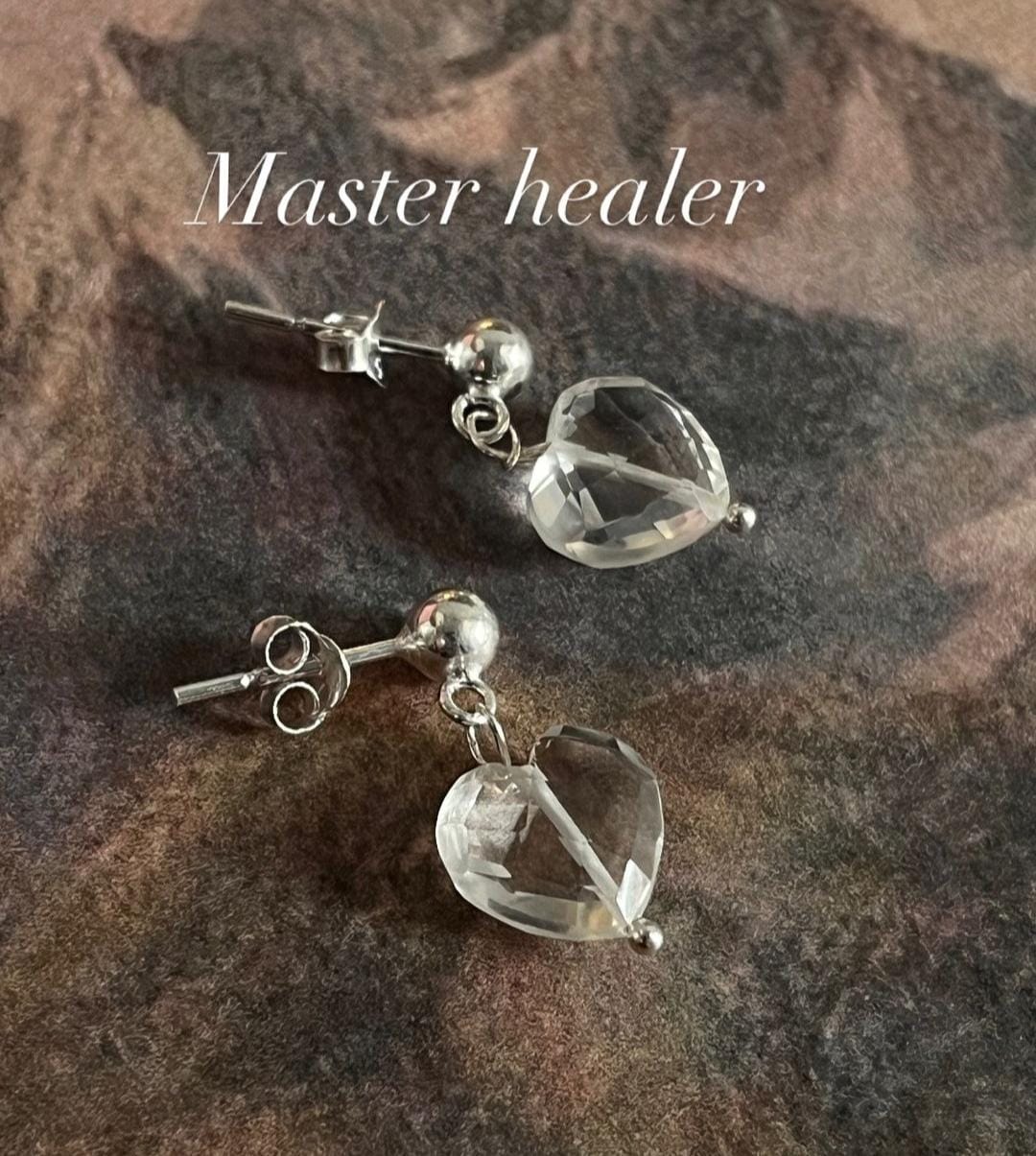 Clear Quartz Faceted Hearts Silver Earrings
