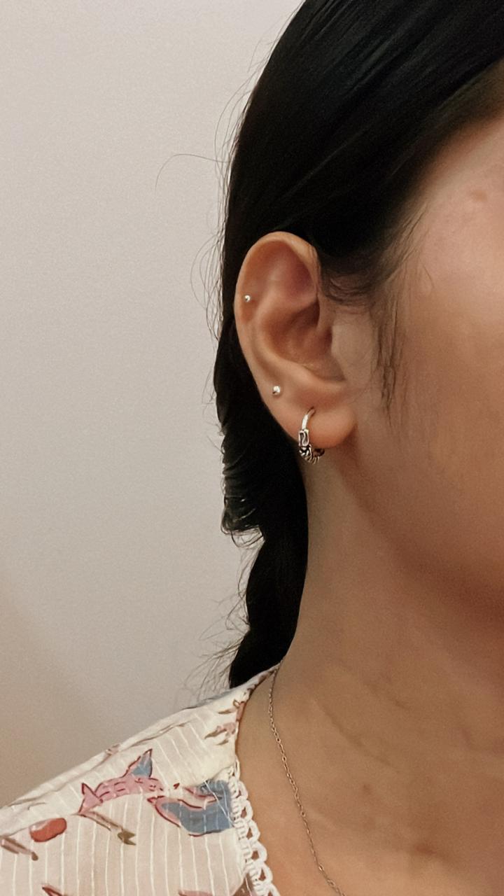 Timeless antique silver hoops with a unique design 4.