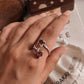 Silver ring featuring double raw uncut garnet stones and adjustable fit