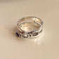 Elegant Cross Band Silver Ring with Amethyst, Clear Quartz, and Rose Quartz for Spiritual Balance