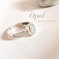 Opal Silver Ring with Patterned Band Design
