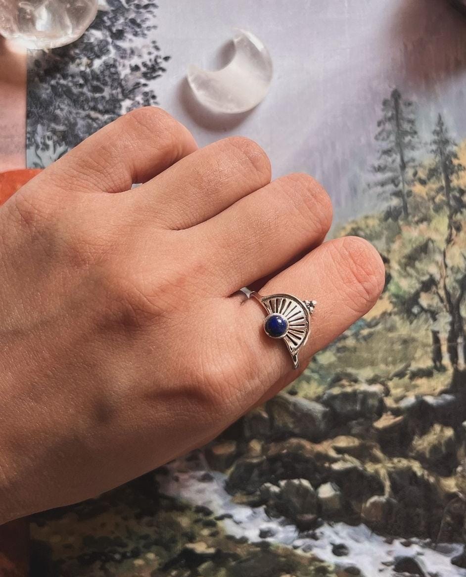 Boho-Inspired Lapis Silver Ring for Unique Style