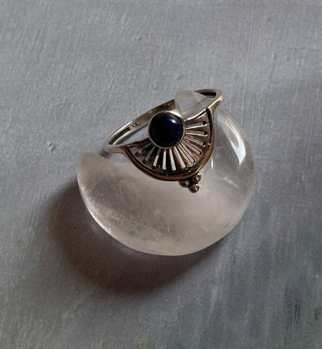 Handcrafted Lapis Boho 2 Ring in Sterling Silver