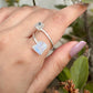 Sterling Silver Adjustable Ring with Double Raw Uncut Moonstones