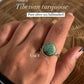 Unique big Tibet turquoise silver ring with natural gemstone beauty.
