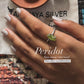 Unique Peridot Raw Uncut Silver Ring with Dot Band