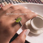 Handcrafted Peridot Raw Uncut Dot Band Silver Ring
