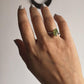 Natural Peridot Raw Uncut Silver Ring with Dot Design
