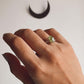 Elegant Peridot Raw Uncut Dot Band Silver Ring