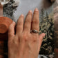 Sterling Silver Ring with Moonstone Evil Eye Charm