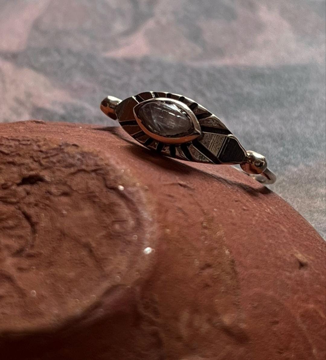 Charming Moonstone Evil Eye Ring in Silver