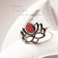 Carnelian Divine Lotus silver ring with intricate lotus design