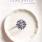Bold tanzanite flower design silver statement ring