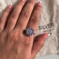 Charming tanzanite flower gemstone silver ring