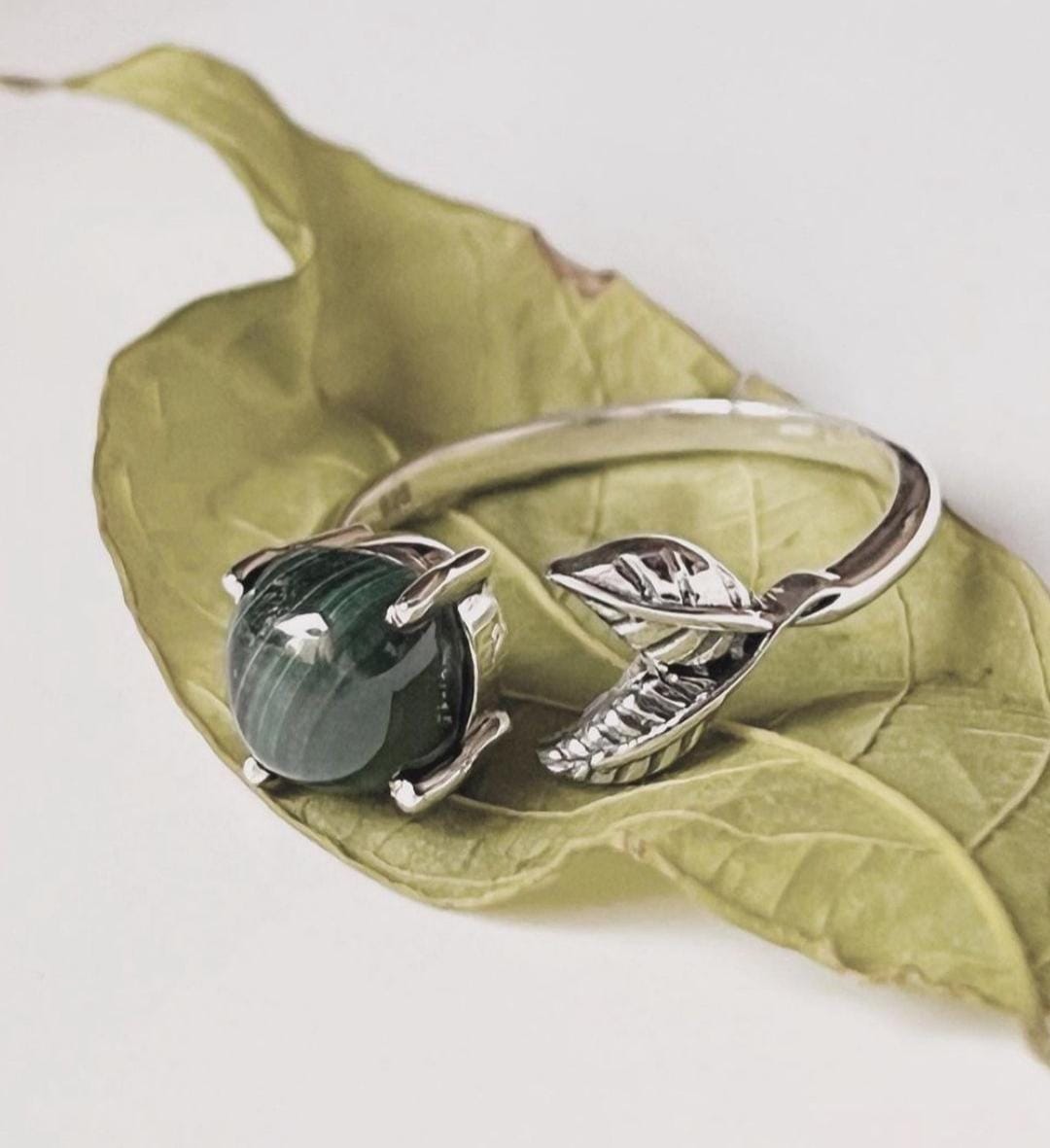 Malachite Forest Enchantment Ring in Sterling Silver for Bold Statements