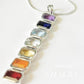 Bold seven chakra rectangular cut pendant in sterling silver