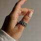 Elegant floral Tribey ring in sterling silver