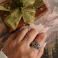 Floral tribal-inspired silver ring