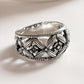 Tribal floral silver ring for a bold look