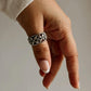 Charming silver ring with Tribey floral patterns