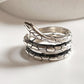 Serpent chunky silver ring with intricate design