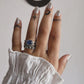 Bold tanzanite rustic stone statement silver ring