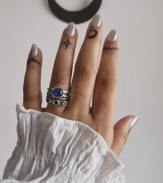 Bold tanzanite rustic stone statement 925 Sterling Silver ring