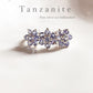 Tanzanite three flower sterling silver ring