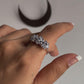 Charming tanzanite three flower design silver ring