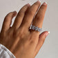 Unique tanzanite flower ring with three blooms in silver