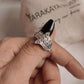 Elegant Hamsa hand ring in polished sterling silver