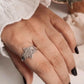 Sterling silver Hamsa ring with detailed engraving