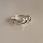Stylish wave motif ring in sterling silver